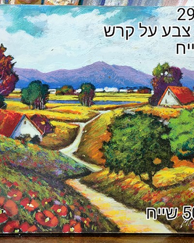 SALES-ציור משי עם צבע על קרש של הצייר M.BRAVER מבצע 500 שייח